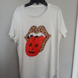 Halloween  Vampire Rolling Stones Lips T Shirt sz med/ lg